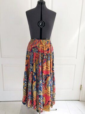 Vintage Howard Wolf Broomstick Colorful Y2K Maxi Skirt, No size tag (S/M?)